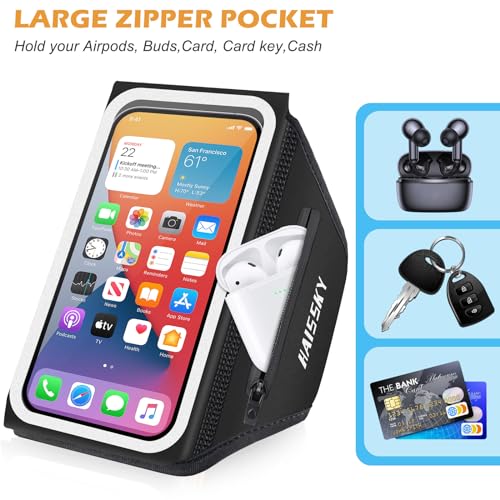 Running Phone Armband with Earphone Holder 3D Design for 7.0" Phones - color: Pure Black (Up to 7.0'')