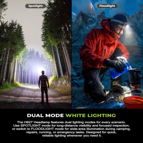 LED Headlamp Rechargeable, 2500 High Lumens Head Lamp with Red Light 8 Modes，Waterproof Lightweight Hardhat Head Flashlight for Camping Running Fishing Crafting Mechanic Work - size: 3 Pack