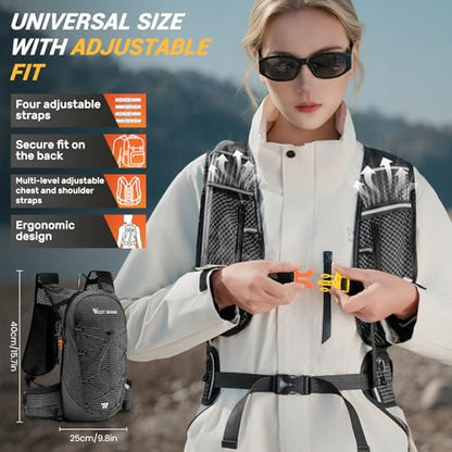 Lightweight Hydration Backpack with 2L Water Bladder Running Hydration Vest Backpack Specialized Hydration Pack for Cycling, Hiking, and Mountaineering - color: black
