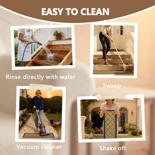 Outdoor Stair Treads for Wooden Steps, 8.5" x 30", 6 Pcs, Brown - color: Yellow Lattice