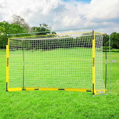 RINREA Portable Soccer Goal, Soccer Nets for Backyard with Agility Ladder - color: 14×7ft Yellow
