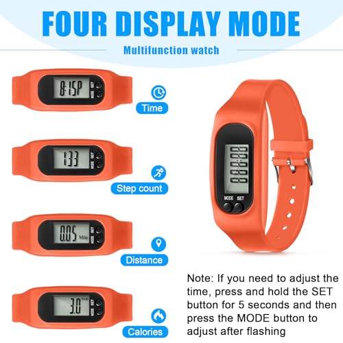 Kenning 3 Pcs Walking Running Pedometer Watch - color: Orange,Yellow,White
