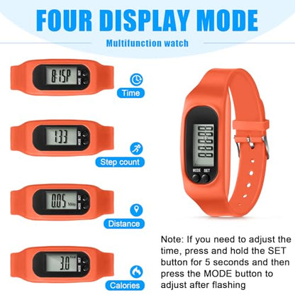 Kenning 3 Pcs Walking Running Pedometer Watch - color: Orange,Yellow,White