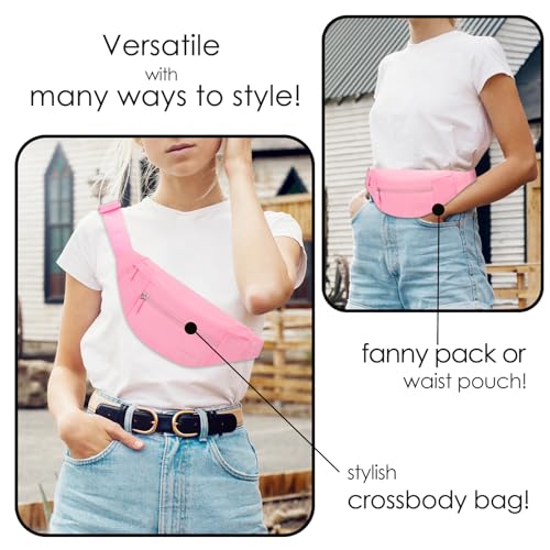 MAXTOP Large Pink Fanny Pack for Women Trendy Cross body Bag with Key Chain - color: Barbie Pink