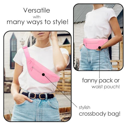 MAXTOP Large Pink Fanny Pack for Women Trendy Cross body Bag with Key Chain - color: Barbie Pink