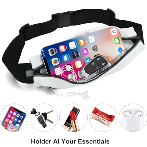 Running Belt Fanny Pack for Men and Women Slim Running Bag Phone Holder Runner Money Belt Running Essentials Workout Fitness - color: Grey