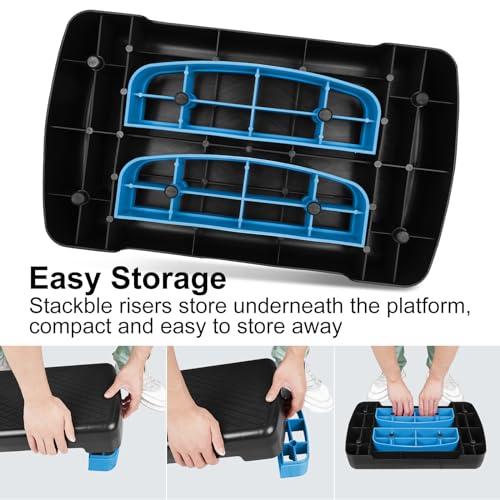 Exercise Workout Aerobic Step Platform Trainer, 18" Aerobic Stepper with 4"-6" Adjustable Height Risers