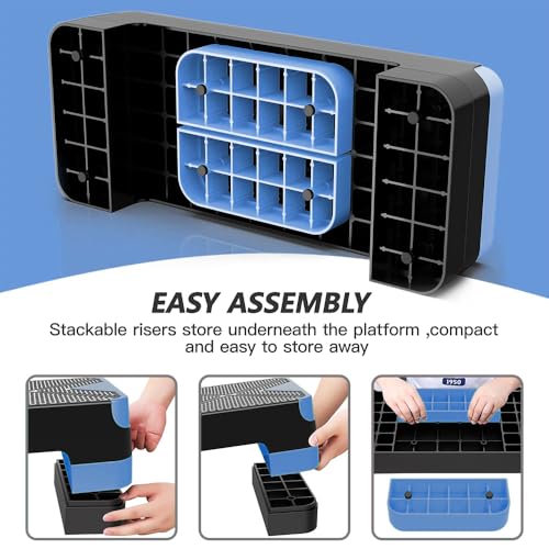 Aerobic Step Platform, Non Slip Adjustable Height Step Trainer - color: Blue