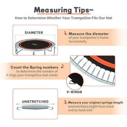 Trampoline Mat Replacement，Fits 14ft Frame, with72/80/84/88/96 Rings for Choose,Fits 5.3"-8.5" Springs, Trampoline Mat Diameter 11.97ft-12.56ft，Spring and Frame not Included - style: 88Rings & 147.6"Diameter Mat-Fits 6.5" or 7.0" Spring