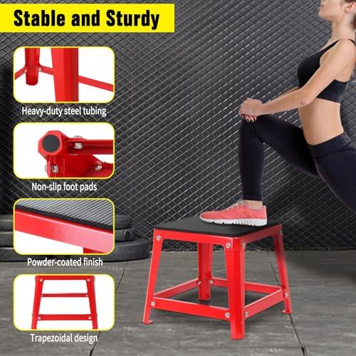 Plyometric Boxes for Jumping - color: Red, size: 12/18/24/30 inch