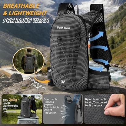 Lightweight Hydration Backpack with 2L Water Bladder Running Hydration Vest Backpack Specialized Hydration Pack for Cycling, Hiking, and Mountaineering - color: black