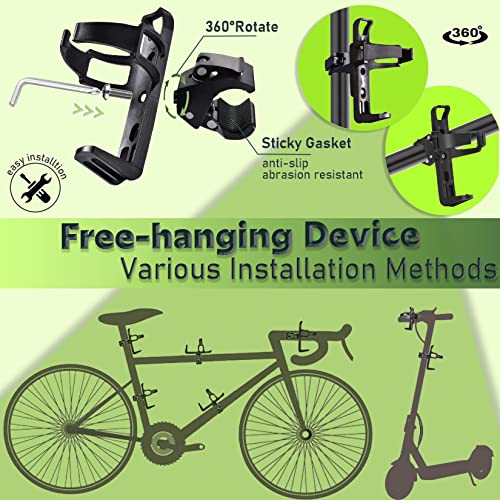 Scooter Cup Holder - Bike Bottle Holder 360 Degrees Rotation, Anti-Slip Fast Dismounting Accessories Cup/Bottle Drink Holder fit for Electric Scooter Wheelchair Electric Motorcycle, Black - color: Black