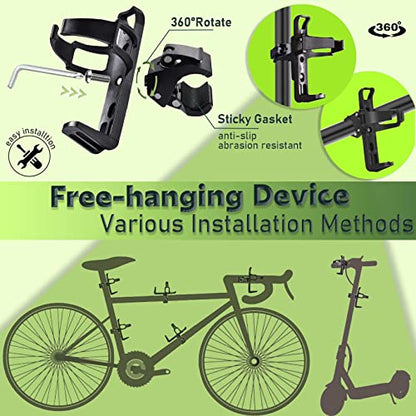 Scooter Cup Holder - Bike Bottle Holder 360 Degrees Rotation, Anti-Slip Fast Dismounting Accessories Cup/Bottle Drink Holder fit for Electric Scooter Wheelchair Electric Motorcycle, Black - color: Black