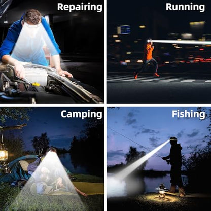 LED Headlamp, USB Rechargeable Head Lamp, 230° Wide Beam Motion Sensor Headlight, Super Bright Outdoor Waterproof Flashlight for Camping, Running, Repairing, Hiking, Fishing, Reading - size: Lamp 2-2