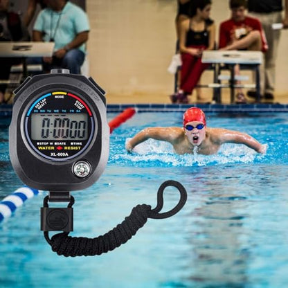 2 Pack Digital Stopwatch Timer: Large Display Multi-Function Stop Watch for Sports Coaches Swimming Running Fitness Referees Electronic Stopwatch with Lap Split Date Time Alarm for Kids Adults - style: style2-2pack/Black