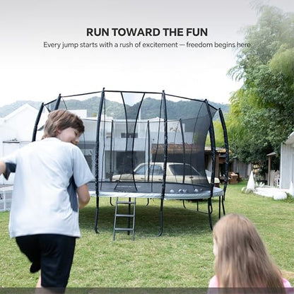 Trampoline Outdoor 10FT 14FT 16FT with Enclosure,5 Reinforced U-Shaped Legs with Center Support,ASTM Approved,Recreational Trampoline for Kids and Adults - size: 10FT