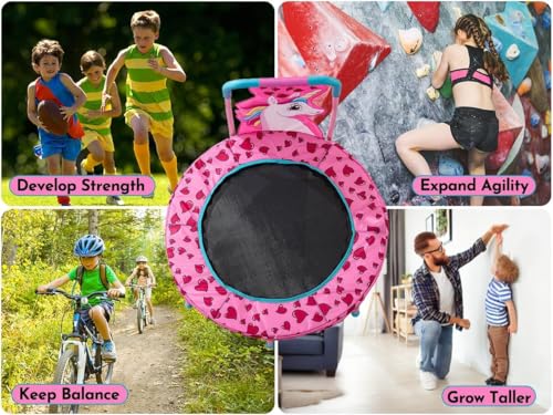 SSLine No-Gap 36'' Trampoline for Kids Toddler with Safety Pad, 36 inch Mini Trampoline with Heavy Duty Frame Indoor, Small Trampolines Max Load 220lbs, Gifts for Boys and Girls - color: Pink