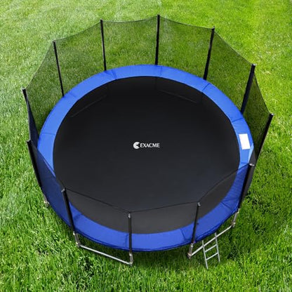 Exacme Trampoline Pad Replacement 16 15 14 13 12 10 8 Foot, Waterproof Safety Spring Cover Round Frame Pad, No Hole for Pole - color: Blue, size: Fit 10FT Frame Only, style: With Opening Design