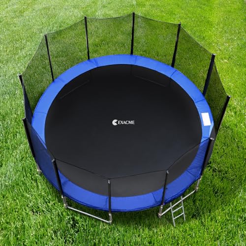 Exacme Trampoline Pad Replacement 16 15 14 13 12 10 8 Foot, Waterproof Safety Spring Cover Round Frame Pad, No Hole for Pole - color: Blue, size: Fit 15FT Frame Only, style: Without Opening Design