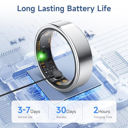 Smart Ring for Women Men, Health Tracker, Fitness Ring (Silver, 9#) - color: Silver, size: 9#