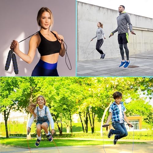 Jump Rope Adjustable Jump Ropes Tangle-Free Rapid Speed Jumping Rope with Ball Bearings for Fitness for Women Men Fitness, Home School Gym Exercise Slim Body - color: Red