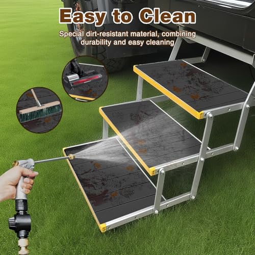RV Step Covers 4 Pack, 24"x7.5", 6mm Thick High-Density EVA Foam: Self-Adhesive, Non-Slip RV Stair Covers. Trimmable Waterproof for Trailers, Camper, Motorhome. (Charcoal Gray) - color: Charcoal Gray