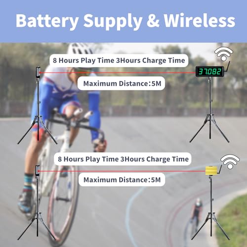 Wireless Laser Timer for Sprints with High Tripod & Battery Powered,Track Timer System for Race Clock,Sprint Timing System for 40 60 Track Yard Dash,Electronic Stopwatch for Speed Training