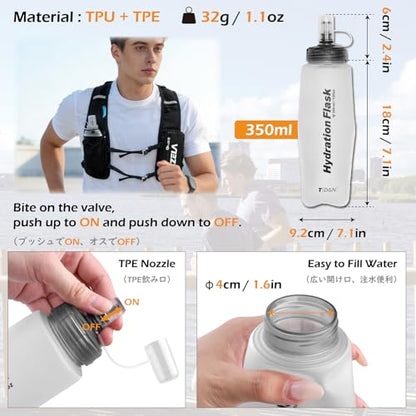 TRIWONDER Hydration Vest Running Backpack for Men & Women, Water Pack for Hiking, Camping, Climbing & Cycling, Lightweight Daypack - color: 04 Black - with a 350ml Soft Flask