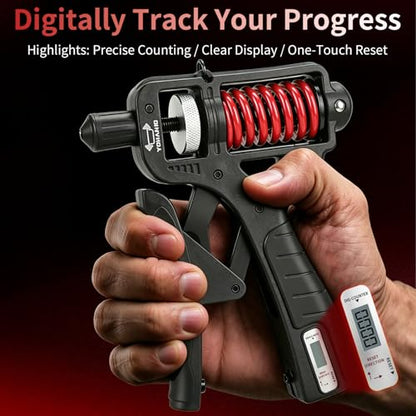 Adjustable 11–350 Lbs Grip Strength Trainer with Digital Counter