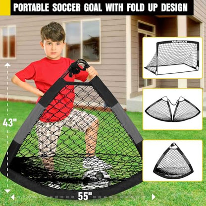 Soccer Goal, Kids Soccer Goals for Backyard Set, Pop Up Soccer Net - color: Black Gray, size: 6 ft x 4 ft