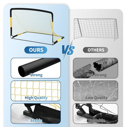 6x4 ft Soccer Goal Set with 2-Pack Portable Pop-Up Soccer Nets