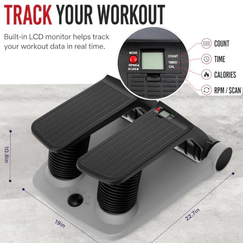 Air Stepper Machine with Resistance Bands - color: Gray/Black