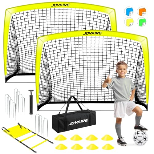 Kids Backyard Soccer Goal, 10 mm Poles & 5-Layer Net, 4x3/6x4/7x5FT - size: 6 ft x 4ft, style: Yellow