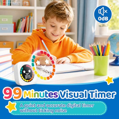 Visual Timer for Kids ADHD, 99-min Digital Countdown/Stopwatch Timer, White - color: White