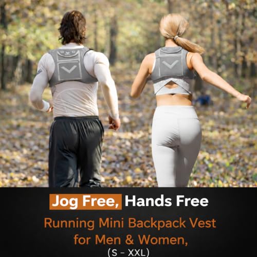 Running Mini Backpack Vest for Men & Women - Hi-viz gear, Holds Valuables, any Phone - Ideal for Fitness, Walking, Cycling! - color: Light Gray