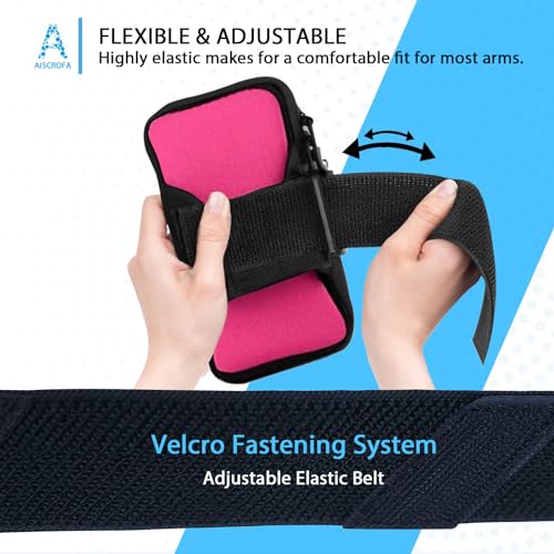 Running Armband, Cell Phone Purse Small Crossbody Bags for Women Men Kids Pouch for iPhone 15/14/13 pro/Plus/xs/xr/xs max, Galaxy S22 Ultra and More - color: 2 Pack Rose Red