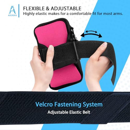 Running Armband, Cell Phone Purse Small Crossbody Bags for Women Men Kids Pouch for iPhone 15/14/13 pro/Plus/xs/xr/xs max, Galaxy S22 Ultra and More - color: 2 Pack Rose Red