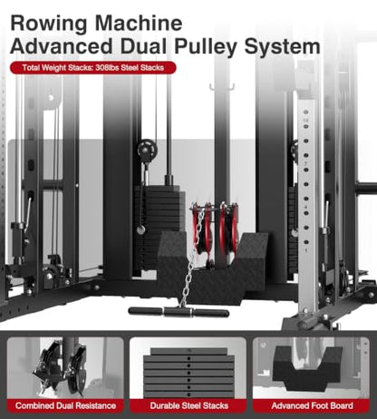 DONOW Smith Machine with Weight Stacks Home Gym System Cable Crossover - color: Premium Steel Weight