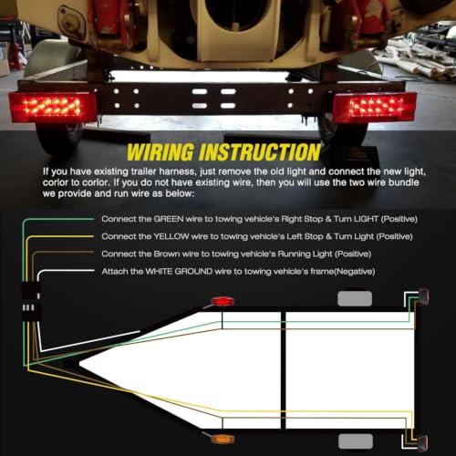 Nilight LED Trailer Light Kit Submersible Rectangular Tail Marker Lights - color: Red Trailer Light w/11LED ID Bar w/Marker Lights