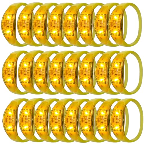 100 Pcs LED Bracelets Sound Activated with Flashing LED Strobe Music Control Light Up Bracelets for Rave, Game Prizes, Birthday Party Favor,Valentine's Day gift - color: Yellow