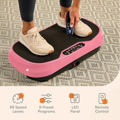 Lifepro Waver Mini Vibration Plate Exercise Machine with Resistance Bands - color: Pink