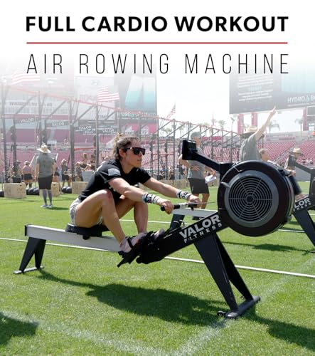 Valor Fitness Air Rowing Machine – Full-Body Cardio Rower with Adjustable Resistance, LED Monitor, Wheels & Compact Foldable Design for Home Gym & High-Intensity Workouts