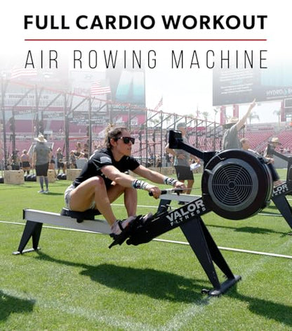 Valor Fitness Air Rowing Machine – Full-Body Cardio Rower with Adjustable Resistance, LED Monitor, Wheels & Compact Foldable Design for Home Gym & High-Intensity Workouts