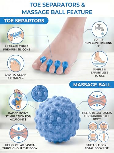 4-Piece Toe Spreaders and Foot Massage Ball Kit - color: Blue