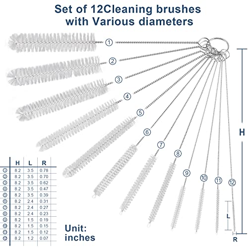 Ixiaoyoo 12 Pcs Straw Cleaner Brushes Set, 8.2 Inch Nylon Cleaning Brush - color: 8.2 Inch White Cleaning Brushes