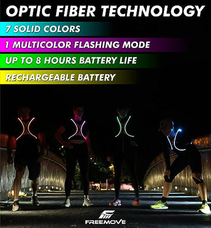 SPIDER Reflective Lighted Running Vest - Optic Fiber Technology, Bright, 360° Visible, Ultralight, Phone Pocket, Fully Adjustable Size XS-3XL - Reflective Running Gear for Safe Night Sports & Walking