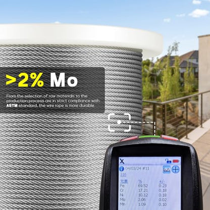 300FT 1/8" Stainless Steel Cable, 7x7 Wire Rope - size: 300 ft