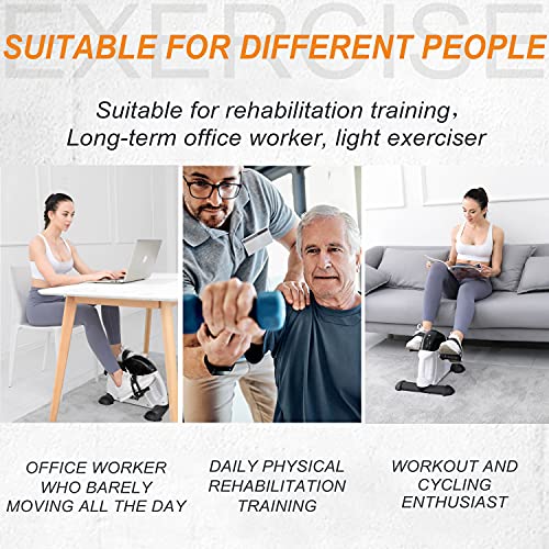 TODO Mini Exercise Bike Pedal Exerciser Foot Peddler Portable Therapy Bicycle with Digital Monitor - color: Bright White