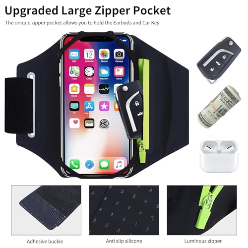 2 Pack Cell Phone Holder Armband : Adjustable Strap Arm Bands Case Compatible with iPhone 15 14 13 12 11 Mini Pro Max Plus Samsung Galaxy Pixel for Workout Exercise Sports - color: 2 Pack Black Armband