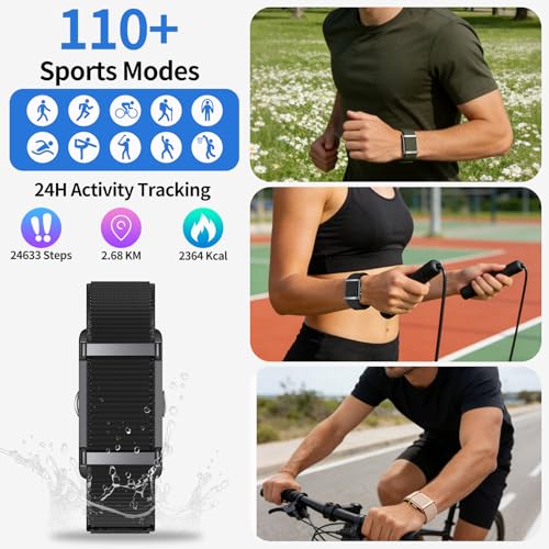 Smart Bracelet,Activity Trackers for Man&Women,Fitness Tracker Band, 24H Sleep Tracker,All-Day Continuous Heart Rate Blood Oxygen Stress HRV Monitor,170+ Sport Mode with Free APP (Black)